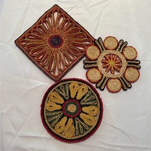 Fantastic Vintage woven trivets- 3 in total